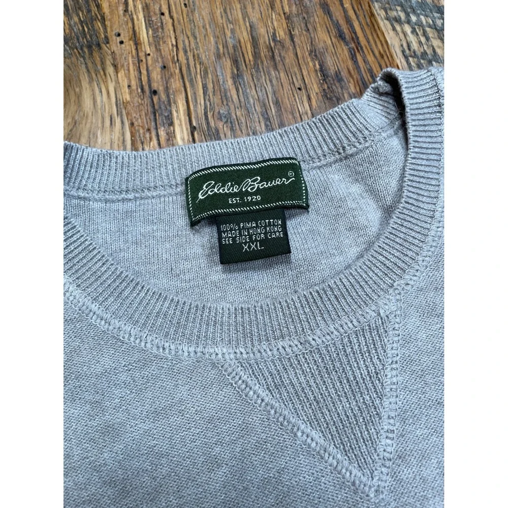 Eddie Bauer Mens Crewneck Sweater Light Gray Long Sleeve Pullover Size Medium‎